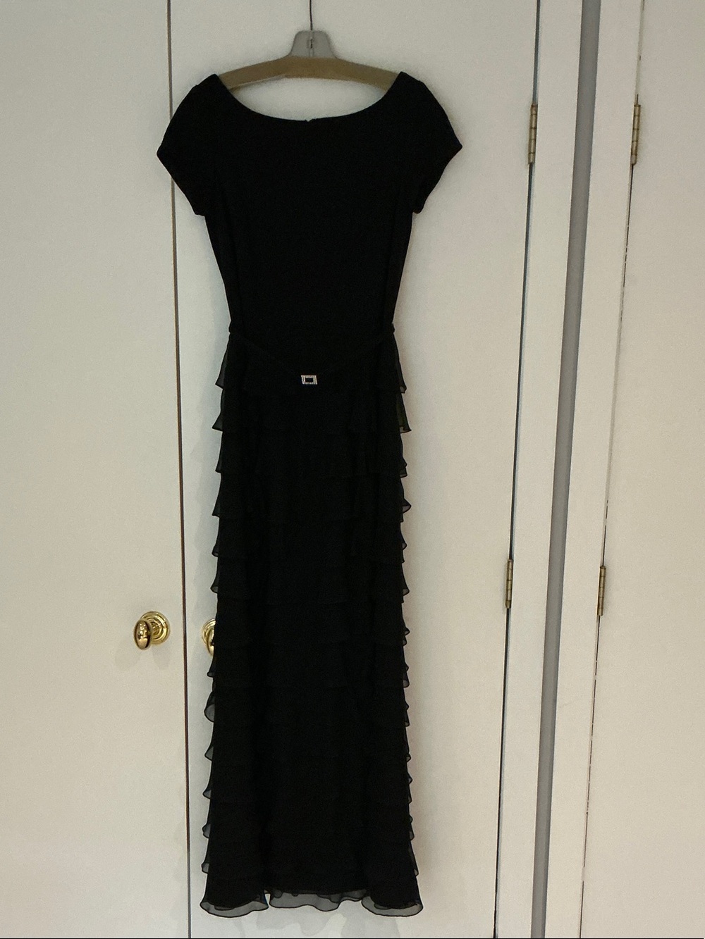 Elegant Black chiffon silkEvening Dress